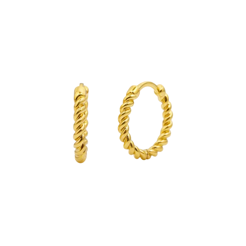 små tvinnede hoops i 24K gold vermeil, gullbelagt sølv. 